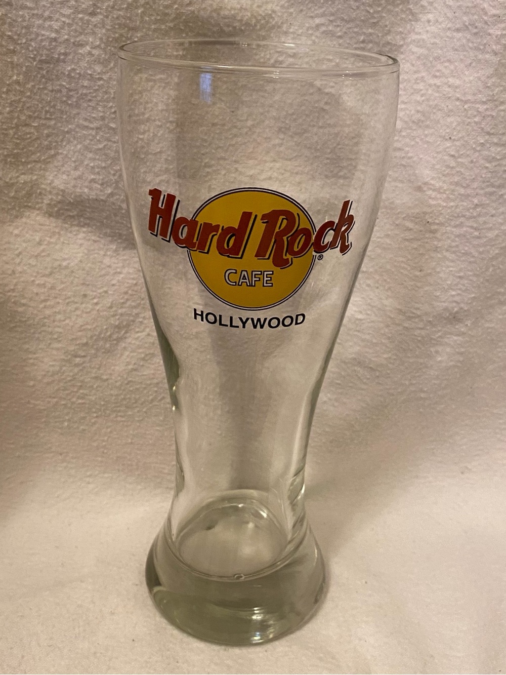 Hard Rock Cafe Hollywood Clear Pilsner with Yellow & Brown Logo